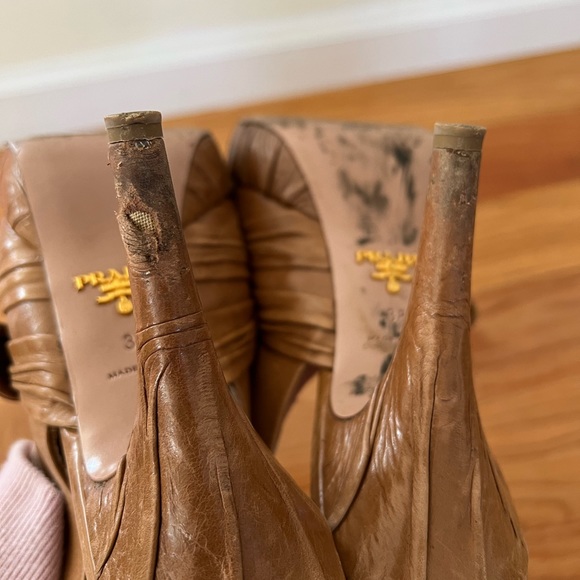 Prada Brown Leather Slingback Heels - Size 38 - Picture 3 of 6